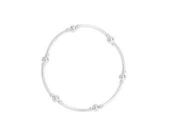 S925 Sterling Silver Shine Elastic Stretch Bead Ball Noodle Tube Bracelet