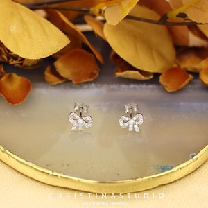 S925 Sterling Silber Bogen Ohrstecker - Diamant-Intarsien, elegant und schick Schmuck für Damen