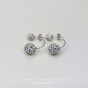 S925 Sterling Silver Shamballa Diamond Ball Stud Earrings – Sparkling Gemstone Jewelry