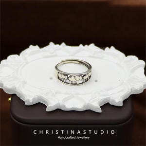 Sterling Silver Elephants Ring handmade elephant ring statement ring elephant jewellery for women elephant ring for her adjustable