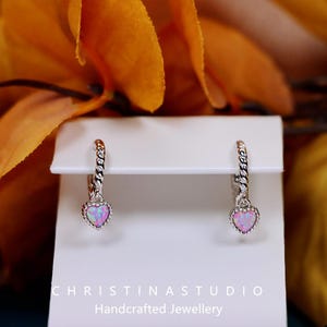 Dangling Opal Teardrop Hugie Hoop Earrings, Birthstone Earrings, Multi Color Opal Droplet Sterling Silver Earrings