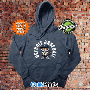 Detroit Baseball Hoodie - Pullover Hooded Sweatshirt - Made to Order