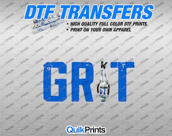 Grit DTF TRANSFER (Blue Text) - Multiple Sizes - Press onto your own apparel