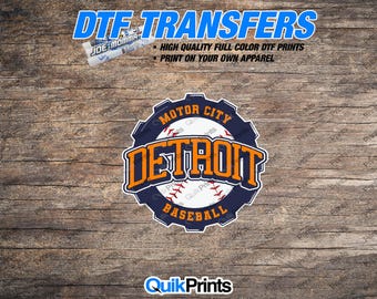 Detroit / Motor City Baseball DTF TRANSFER - Multiple Sizes - Press onto your own apparel