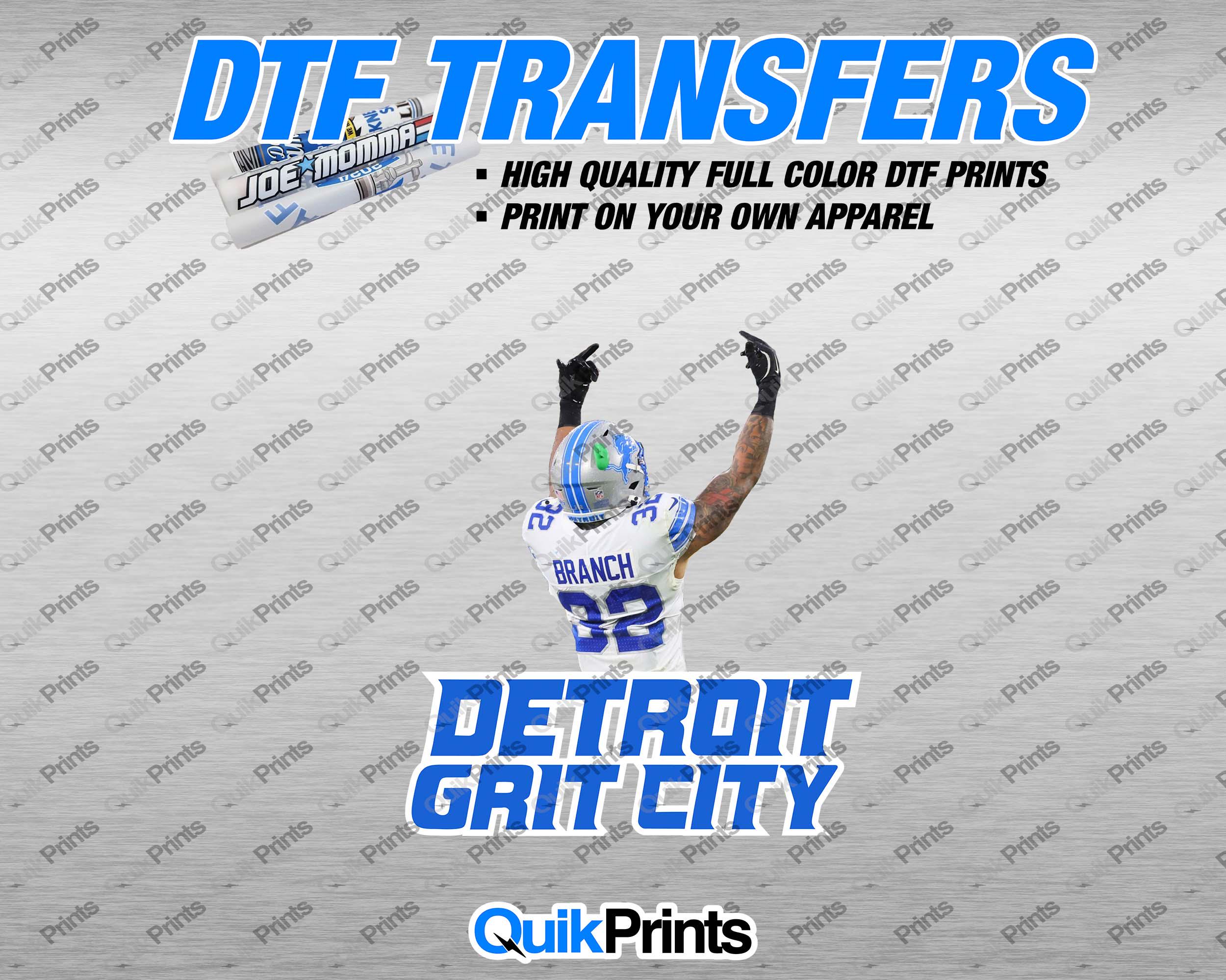 Detroit Grit City DTF TRANSFER (Blue Text) - Multiple Sizes - Press onto your own apparel
