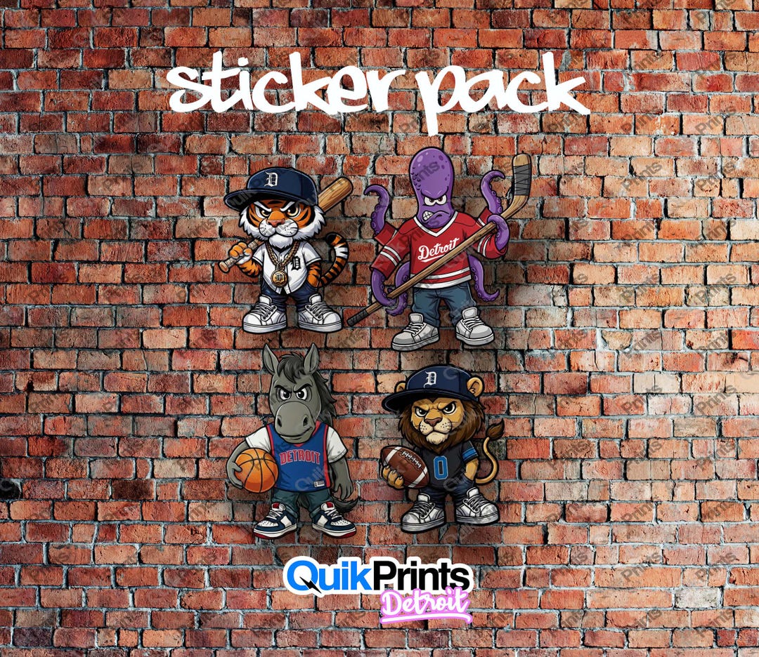 Detroit Sports Crew Sticker Pack - Includes 4 - 3