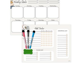 Pizarra magnética para nevera: planificador semanal, registro de hábitos y objetivos