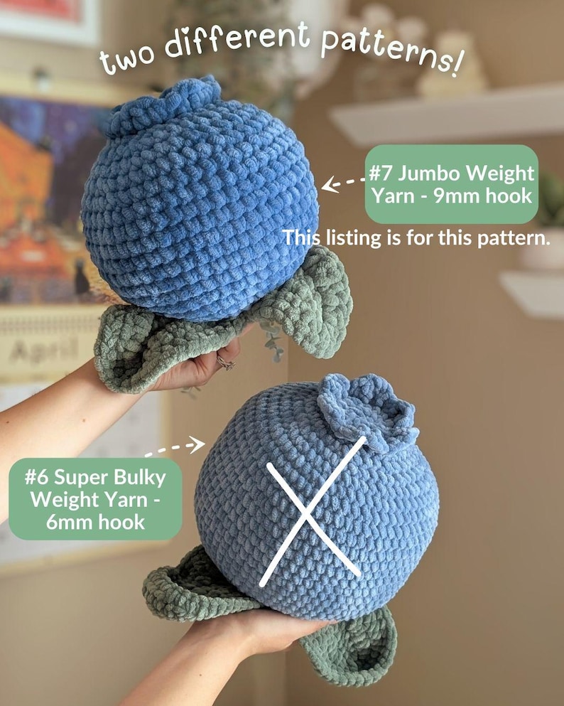 Crochet Small Blueberry Pillow Pattern PDF Jumbo Yarn Version - Etsy