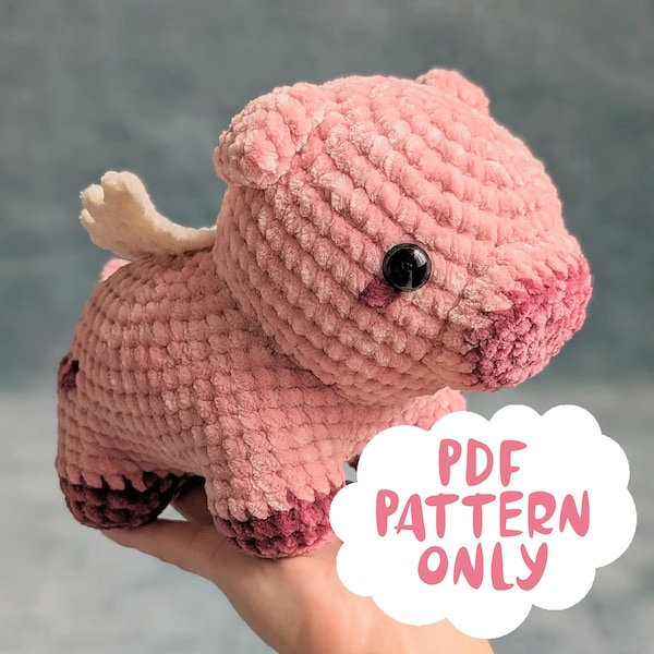 Crochet Plushie Flying Pig Pattern PDF