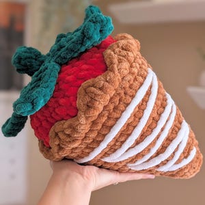 Handmade Chocolate Covered Strawberry Stuffed Animal Toy Plushie Pillow
