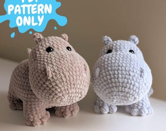 Crochet Hippo Plushie Hippopotamus Pattern PDF