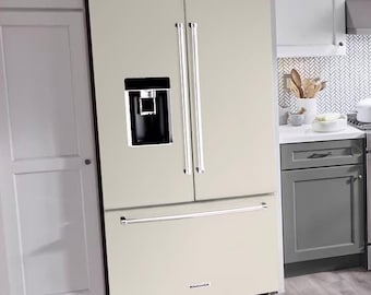 Paint-Match Vinyl Refrigerator Wrap Sherwin Williams White Duck SW 7010 peel & stick vinyl skin