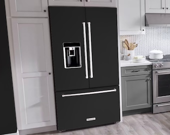 Paint-Match Vinyl Refrigerator Wrap Sherwin Williams Black Magic SW 6991 peel & stick vinyl skin