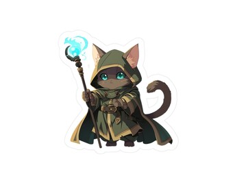 Adventuring Druid Kitten Decal | Fantasy Nature Cat Sticker | TTRPG Gaming Gift