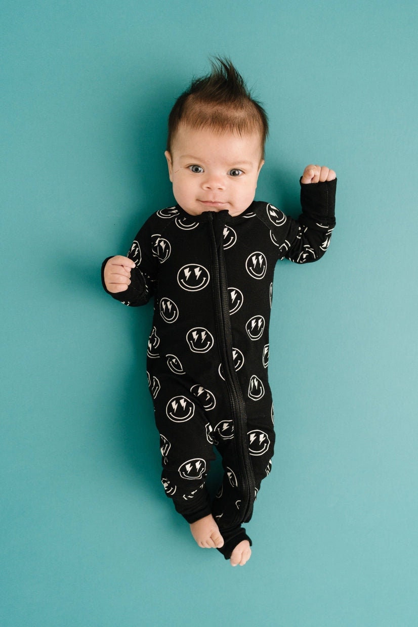 Smiley Face Bubble Romper, Happy Face Toddler Outfit, Cute Kids Clothes,  Sweater Onesie, Retro Groovy Kids Clothing, Smile Sweatshirt Romper 