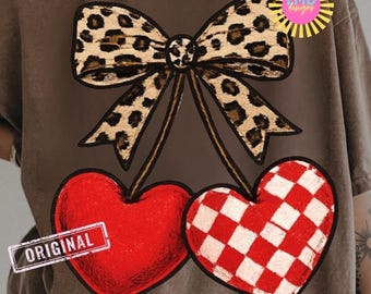 Valentines Png, Coquette Cherries PNG, Retro Valentine's Day Shirt png, Preppy Love Day Design, Trendy V-Day Shirt sublimation, Cherry png