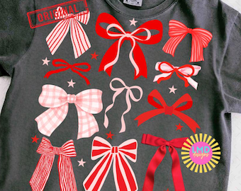 Coquette Bows Png, Pink and Red Bow Collage sublimation, Trendy Bows Png, Valentines Png, Pink Christmas Png