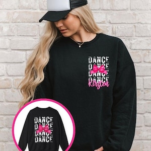 Personalized Dance Sweatshirt, Custom Coquette Bow Dancer Sweatshirt, Gift for Dancer, Dance Instructor Gift, Dance Team Competition Gifts