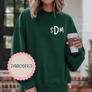 Embroidered Custom Sweatshirt, Personalized Initials Custom Embroidered Sweatshirt, Embroidered Crewneck, Gift for Her, Embroidered Shirts