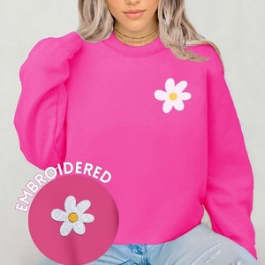 Flower Sweatshirt, Embroidered Flower Crewneck, Flower Lover Gifts, Embroidered Gifts, Plant Mom Gift, Floral Sweatshirt Embroidery, Flowers