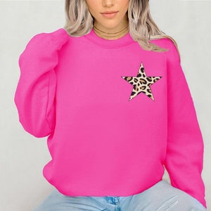 Leopard Star Sweatshirts, Cheetah Star Trendy Sweatshirts, Leopard Star Crewneck Sweatshirt, Leopard Print Lovers gift Gift for her, Cheetah