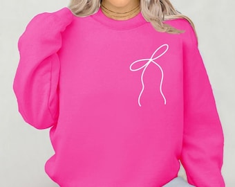 Bow Coquette Sweatshirt, Bow Minimalist Crewneck, Ribbon Sweatshirt, Aesthetic Trendy Bow Sweatshirt, Coquette Sweater, White Bow Sweatshirt