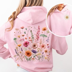 Botanical Pressed Flowers Hoodie, Vintage Flower Sweatshirt Botanical Pressed Flowers Hoodie, Vintage Flower Sweatshirt