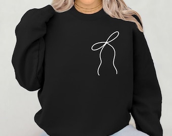 Bow Sweatshirt, Bow Crewneck, Coquette Ribbon Sweatshirt, Aesthetic Trendy Bow Sweatshirt, Coquette Sweater White Bow Sweatshirt, Girly Gift