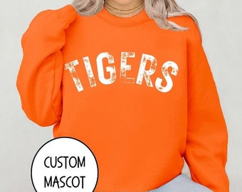 Tigers Sweatshirt, Custom Mascot Sweatshirt Tiger Football Sweater, School Spirit Hoodie, Football Mom Sweat, Game Day Sweater, Football Fan