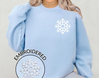 Snowflake Sweatshirt, Embroidered Snowflake Sweatshirt, Winter Sweatshirt, Snow Ski Trip Holiday Crewneck, Snow Flake Sweater, Snow Sweaters