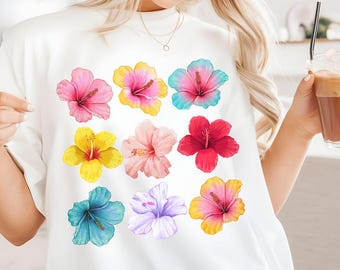 Hibiscus Shirt | Coconut Girl Shirts | Hibiscus Flower Tee | Surfer Girl Clothes Coconut Girl | Beachy Shirts | Ocean Style Summer Time Tee