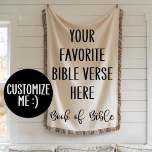 Scripture Blanket Custom Bible Verse Woven Blanket Christian Blanket Prayer Throw Religious Wall Hanging Spiritual Gift Wedding Baptism Gift
