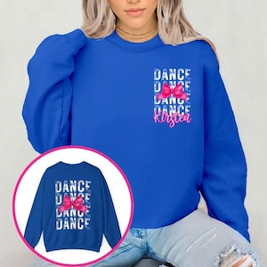 Dance Sweatshirt, Custom Dance Coquette Bow Sweatshirt, Gift for Dancer, Dance Instructor Gift, Dance Team Competition Gifts, Dance Mom Crew