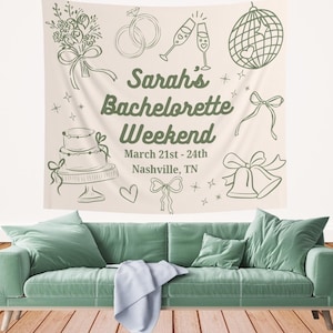 Personalized Bachelorette Party Decor, Bachelorette Party Weekend Banner, Beach Bach Nash Bach Custom Tapestry Bachelorette Background Photo