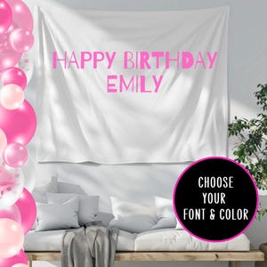 Custom Birthday Name Banner, Birthday Banner, Custom Happy Birthday Banner, Fabric Sign, Fabric Birthday Sign, Birthday Decor Wall Tapestry