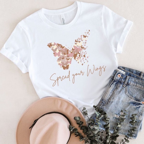 Spread your wings and fly | Butterfly shirt | Self Love Shirt | Self Care shirt | minimalist shirt | aesthetic shirt | motivation tshirt