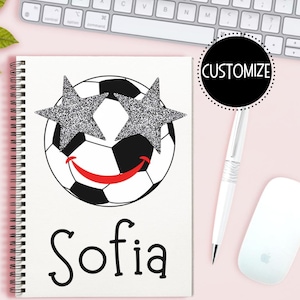 Personalized Soccer Notebook, Soccer Smiley Spiral Notebook, Soccer Journal Customized, Soccer Lovers Gift, Soccer Team Gifts, Stocking Gift