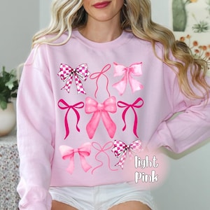 Coquette Pink Bow Sweatshirts, Coquette Sweatshirt, Pink Ribbon Sweatshirt, Coquette Aesthetic, Ribbon Crewneck, Gift For Her, Pink Bow Gift