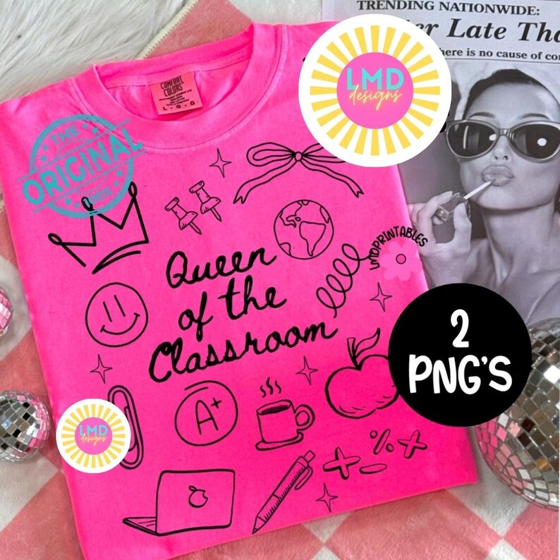 Preppy Teacher PNG Queen of the Classroom Png, Preppy Coquette Teacher Png Teacher Life png Back to school sublimation, Teacher Gift png image 9