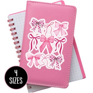 Pink Coquette Bow Sticker, Laptop Sticker, Notebook Kindle Cellphone Sticker, Pink Bow Stickers, Preppy Girly Sticker, Coquette aesthetic