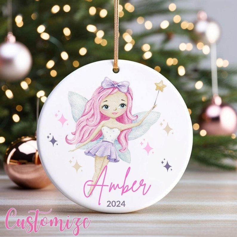 Personalized Little Girl's Fairy Ornament, Customized Fairy Ornament for Little Girls, Fairy