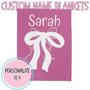 Personalized Coquette Bow Blanket | Custom Name Coquette Bow Plush Blanket | Coquette Aesthetic | Coquette Bow Blanket | Velveteen Blanket