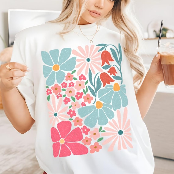 Retro Flowers Shirt | Groovy Floral Tee | Retro Floral Tee | Colorful Flowers Tee | Flowers Shirt | Wildflowers Shirt | Abstract Flowers Tee