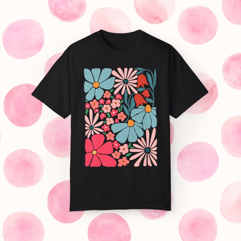 Retro Flowers Shirt | Groovy Floral Tee | Retro Floral Tee | Colorful Flowers Tee | Flowers Shirt | Wildflowers Shirt | Abstract Flowers Tee Bild 6