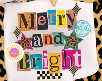 Retro Merry and Bright Png, Merry Christmas Png, Preppy Christmas Shirt Png, Merry & Bright Sublimation, Christmas Sublimation Merry png