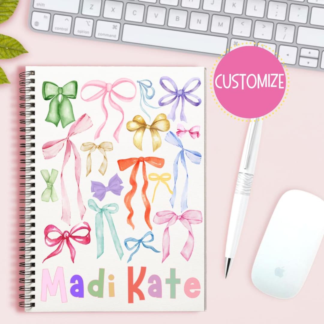 Colored Bows Spiral Journal - 5.5×8.3 Inch Preppy Notebook With 164 Pages