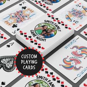 Naipes personalizados, naipes personalizados para la noche de juegos familiares, regalos personalizados, naipes personalizados con nombre y foto, regalos únicos