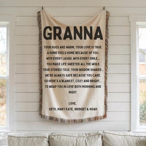 Grandparent Gift Blanket, Custom Woven Throw, Gift for Grandma Grandpa, Anniversary, Grandparents Woven Blanket Keepsake, Custom Name & Poem