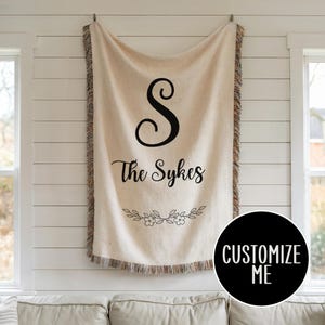 Custom Family Name Blanket, Last Name Initials Blanket, Wedding Anniversary Gift, Christmas Present For Family, Gift For Mom, Mother&#39;s Day