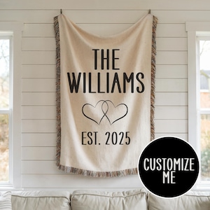 Manta tejida personalizada, regalo personalizado, regalo de cumpleaños de amor para mamá, papá, abuela, regalo de aniversario de algodón tejido para novia, esposa, regalo de boda